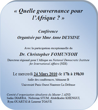 Quelle gouvernance pour l'Afrique